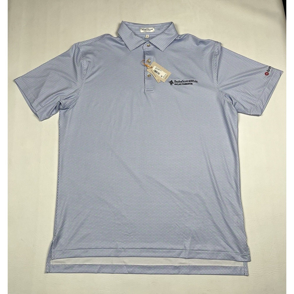 Peter Millar Summer Comfort Performance Polo Shirt Mens Large Blue White Skulls